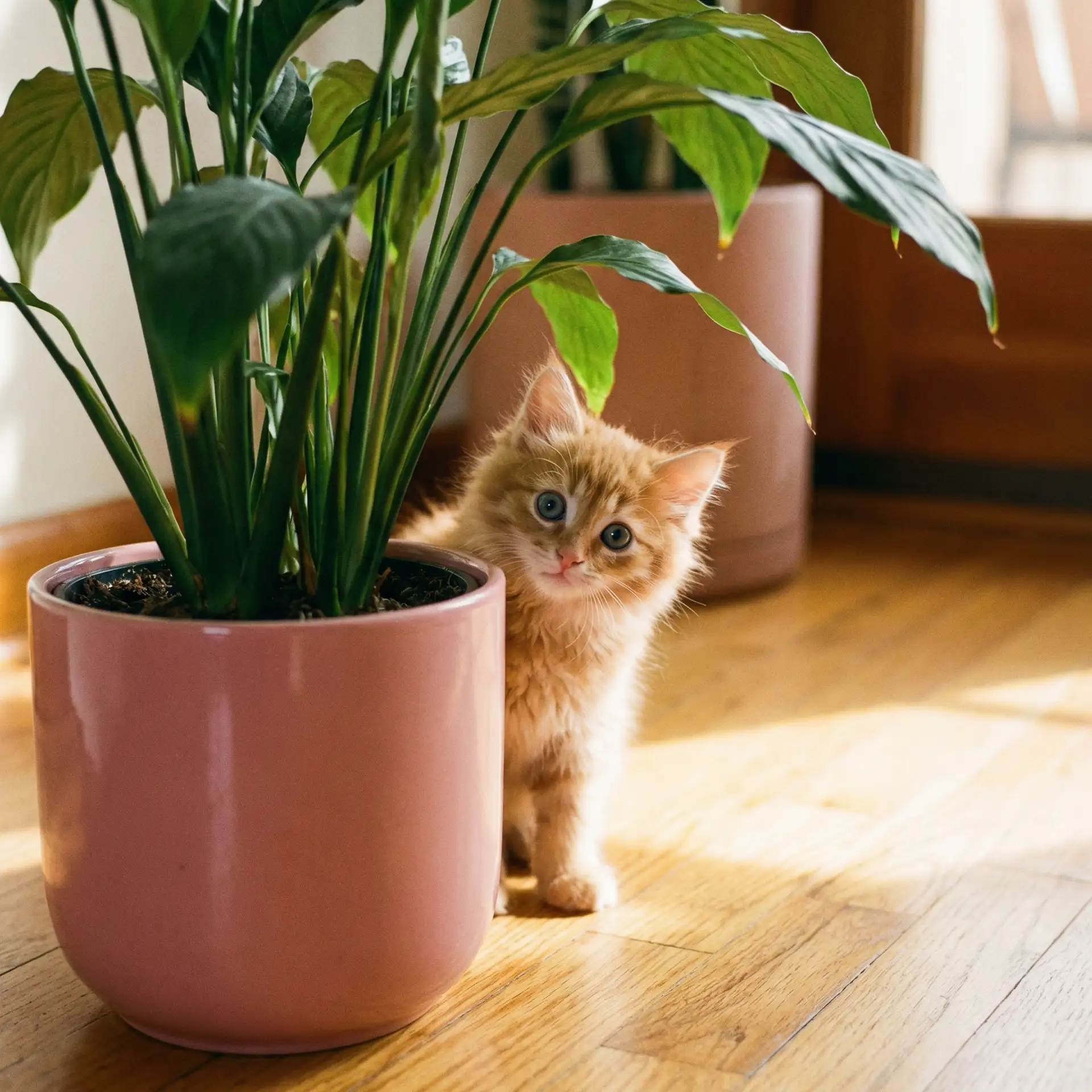小猫从花盆后探头 - 小蘑菇视频